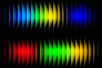 Dual Color Wave Interference. Horizontal Abstract Stripes with Multicolor Symmetrical Pattern. Modern futuristic texture suitable for tech design, wallpaper, cover, poster, banner, brochure, website