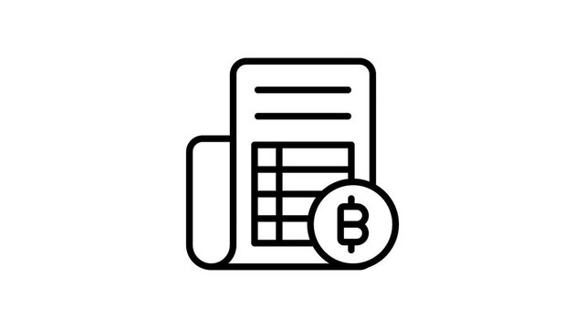 Easy to edit outline animated icon of bitcoin receipt paper