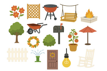 illustration of a set of garden elements