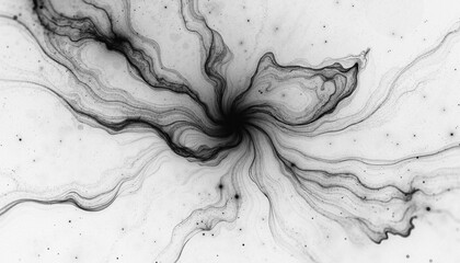 Monochrome cosmic swirl nebula abstract background, black and white space galaxy line art digital texture © MSAI