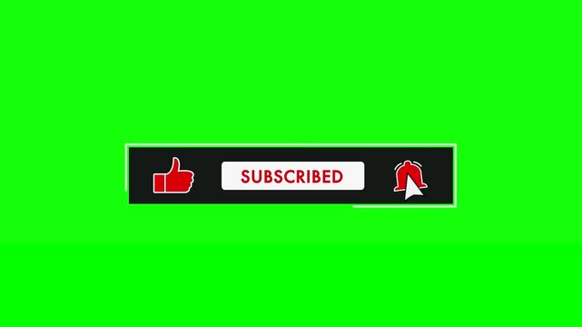 Subscribe like and bell button with sound effects Green screen 4K