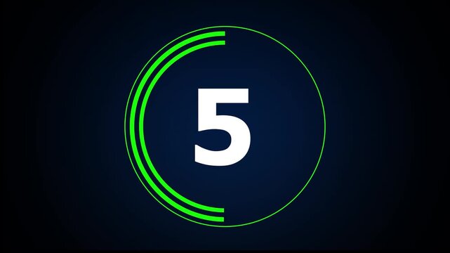 Circle countdown timer animation. 10 second countdown timer animation. Minimal countdown timer animation from 10 to 0 seconds. White and green color countdown timer. 4k video.
