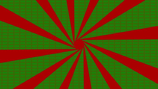 Retro grunge background, Abstract green and red color background. Loop rotating red rays animation background.