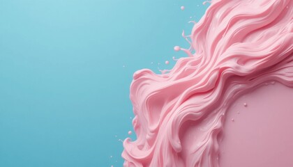 Abstract pastel pink color paint with pastel blue background.. Fluid composition with copy space. Minimal natural luxury.