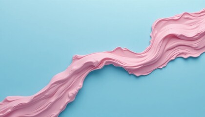 Abstract pastel pink color paint with pastel blue background.. Fluid composition with copy space. Minimal natural luxury.