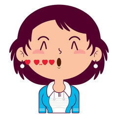 girl wear tracksuit whistling love face cartoon cute