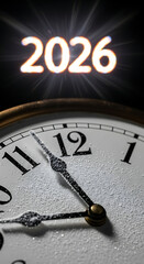 New Year 2026 Clock with Sugar and Sparkling Digits Concept