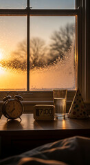 Early Morning Wake Up with Party Hat and Glass of Water