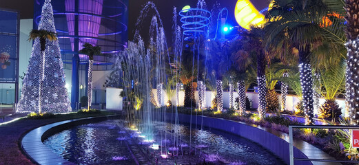 Beautiful illuminated fountain in a public park
