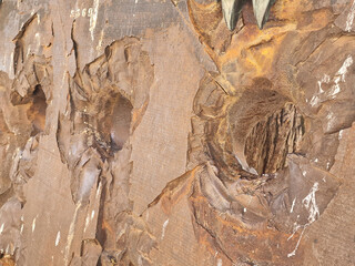 large iron plate pierced by mortar bullets