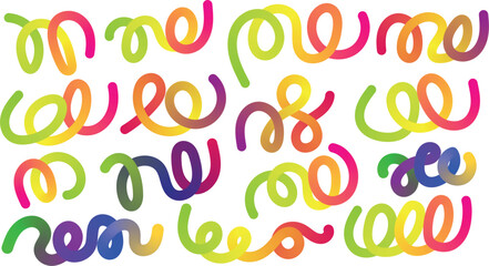 Vibrant colorful abstract swirls and loops create a whimsical and energetic artistic composition