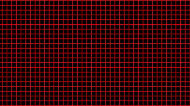 Animation of squares with grid background. Red grid wall. Horizontal grids move background concept. Red grid move to left.