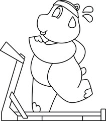 Hippo Runner Running Sports Animal Vector Graphic Art Illustration