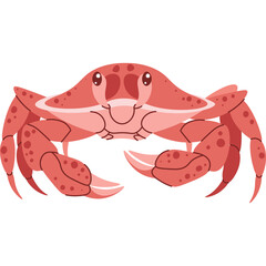 Pixel Art Crab Illustration With Cartoon Eyes And Pink Shell Detailed On A Transparent Background