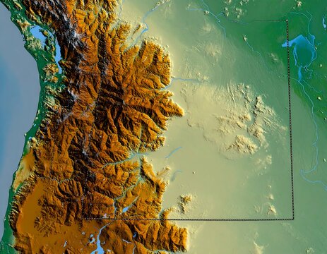 A topographical map displaying a vibrant and detailed elevation profile with varying gradients