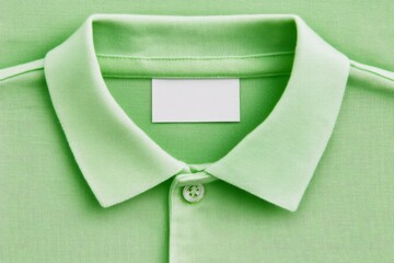 White blank laundry care clothes label on shirt fabric background 