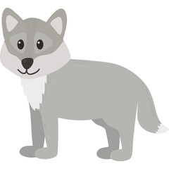 Pixelated Gray Wolf Standing Full Body View Isolated On Transparent Background Cute Cartoon Animal Wildlife