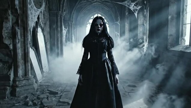 Scary Ghost Woman with a Terrifying Face