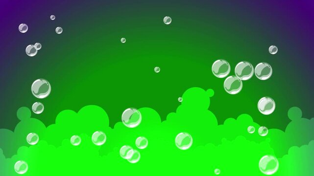 Cartoon Green Toxic Smoke or Potion with Rising Bubbles on Dark Background