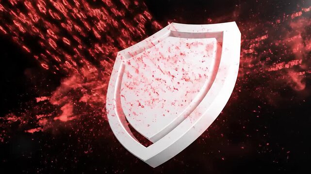 Data protection shield deflects digital attack cyber security motion background