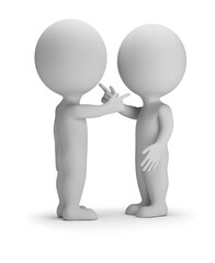 3d small people - pointing at each other