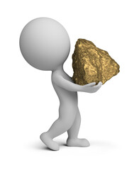 3d small people - carries a large gold nugget