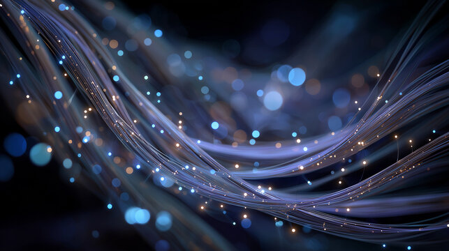 Flow of Digital Light: Abstract digital art showcasing luminous ribbons of light, swirling with glowing bokeh effects, evoking a sense of connection, data flow, and the essence of digital energy. 