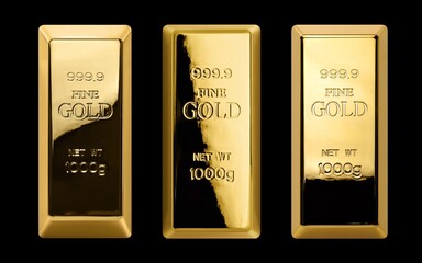 Gold bar isolated on black background. Financial concept.