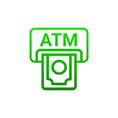 ATM Icon Vector &ndash; Minimalist Green Silhouette for Banking, Finance, UI, and Payment Apps