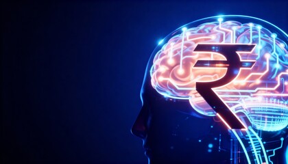 Financial Mindset Concept with a Glowing Rupee Symbol Inside a Head