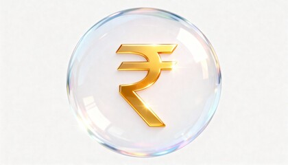 Financial bubble and economic risk concept with a shiny golden rupee