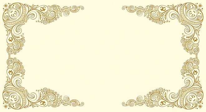 Ornamental Floral Frame Gold Filigree Corner Design