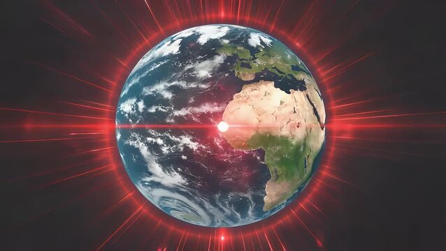 vivid red optical effect caused by lens flare appearing on a solid dark background  captured in high