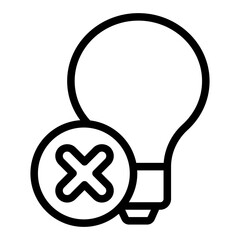 Prohibited light bulb line icon, turn off the light concept. Vector graphics. Lamp ban sign on white background, style icon mobile or web design.