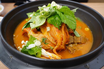 Spicy Korean Kimchi Stew with Pork Ribs and Aged Kimchi