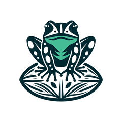 Tribal Frog Vector Illustration on Lily Pad