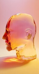 Translucent Head Sculpture in Soft Hues.