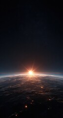 Sunrise over Earth from Space.