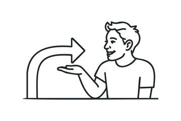 Person holding an arrow pointing towards them