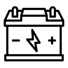 Car lead acid battery line icon, car parts concept. Vector graphics. Accumulator sign on white background, style icon mobile or web design.