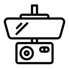Mirror with video recorder line icon, car parts concept. Vector graphics. Security camera sign on white background, style icon mobile or web design.