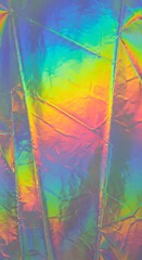 Vibrant Holographic Foil Texture with Rainbow Light Reflections.
