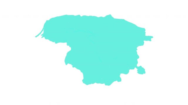 Lithuania map outline animation with alpha channel