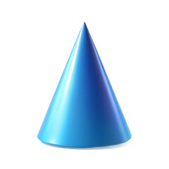 Fototapeta premium A simple blue cone shape, isolated on transparent background the cone is a basic geometric shape with a circular base and a pointed top, a 3d object