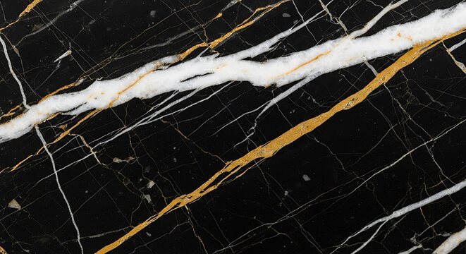Dramatic black marble texture with dynamic gold and white veining
