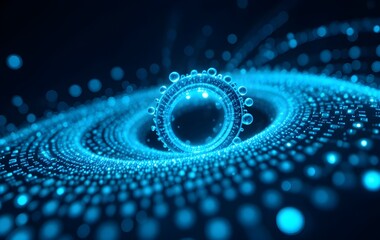 Stunning glowing blue technology ring with vibrant dynamic particle trails for modern innovation