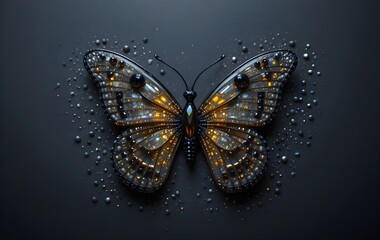 Elegant butterfly with golden light accents against dark backdrop for magical designs