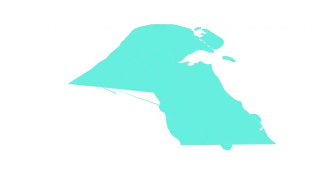 Kuwait map outline animation with alpha channel