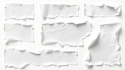 ripped element set of torn paper edges isolated with clipping path on background. torn paper texture, ripped of paper designs set  