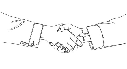 A continuous one-line drawing capturing the essence of partnership and agreement, symbolizing a strong business connection through a seamless illustration